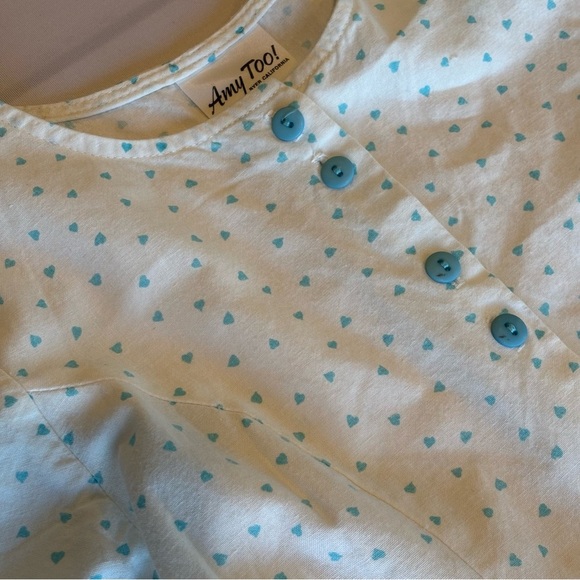 VINTAGE AMY TOO! White‎ and Blue Polka Dot Ruffled Girls Dress 80s 90s Size 12 - Picture 12 of 14